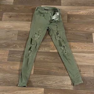 Light Green Distressed Skinny Jeans